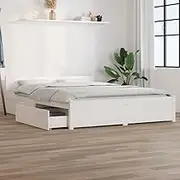 Bedroom Furniture Bed Frame Without Mattress with Drawers White 150x200 cm