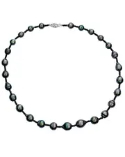 BELPEARL 14K Black Spinel & 9-11mm Tahitian Pearl Necklace