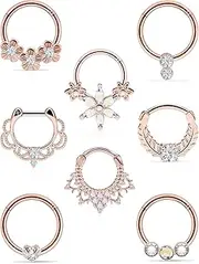 [Tvalccoy] Septum Jewelry Septum Rings Septum Jewelry 16g Smiley Piercing Jewelry Septum Piercing Septum Rings 16g Cute Septum Ring Septum Ring 16g Septum Ring Septum Piercing Jewelry Mens Jewelry