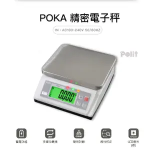 【Polit 沛禮】POKA精密電子秤 最大秤量25kg 10kg 6kg 3kg(附贈防塵套 上下限警示 簡易計數 計重秤 磅秤)