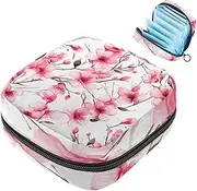 Period Bag,Sanitary Napkin Storage Bag,Flowers Pink Plant Floral,Tampon Bag for Purse