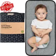 Portable Diaper Changing Pad Foldable Waterproof Travel Baby Mat Wipeable Black