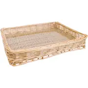 LVD Saint Tropez Wicker Willow Tray Basket Rectangle w/Glass 40x30cm Natural