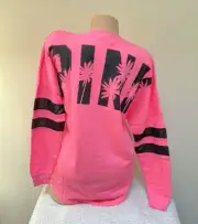 Victoria's Secret PINK French Terry Varsity Crew Tunic Palm Sweatshirt Top S
