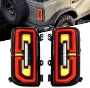 HCmotion LED Tail Lights For 2021 2022 2023 Ford Bronco 6th Gen Sequential Turn Signal Rear Lamps DRL With Start UP Animation
