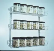 Swommoly Adjustable Wall Mount Spice Rack 3 Tier Silver Dual Use Organizer
