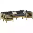 6 Piece Garden Sofa Set with Cushions Pinewood Outdoor Furniture Patio Anthracit