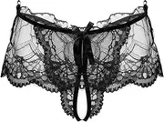 [Zadaos] Mens Lingerie Underwear See-Through Lace Crotchless Skirted Thong T-Back Panties Elastic Waistband