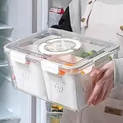 Fohouse Airtight Fruit Storage Containers for Fridge with Lids & Handle, Food Storage Organizer with 4 Removable Boxes, Berry Vegetable Fresh Produce Saver, Refrigerator Organizer Bins