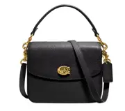 AUTH NWT COACH Cassie 19 Pebbled Leather Chain Top Handle Crossbody In Black