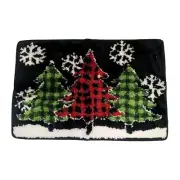 Home Bath Mat Christmas Holiday Trees Snowflake Red Green Buffalo Check New