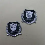 2x PROTECT Silver Chrome Metal Decal Emblem Badge Sticker Autobot GT TRANSFORMER (for: Renault)