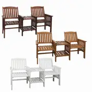 Livsip Wooden Garden Bench Chair Table Outdoor Seat Loveseat Patio Furniture
