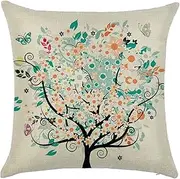 Pillow Covers Zip Cushion Cover Daybed Small Flower Tree Velvet Throw Pillow Covers Outdoor Pillow Covers Cushion Covers Round Living Room Sofa Decoration Teal Orange 18X18 Inches