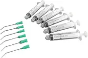 Industrial Precision 5 mL Syringe Oiler Set with 1.5” 18G 45-Degree Stainless Steel Nozzles, Dispense Adhesives, Oil, Lubricants, Sealants, Includes 5 Syringes and 5 Nozzles with Caps, by Tech Team