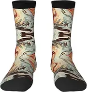 [EdWal] Soft Marble Mixed Brown print Moisture Wicking Socks Sports Socks for Men and Women Warm thermal Boot Hiking Socks