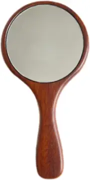 Eigell Handheld Mirror Small Makeup Mirror Wooden Compact Hand Mirror Retro P...