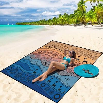 Beach Blanket Waterproof Sandproof Beach Mat 79" X 83" /10'x9'for 2-8 Adults