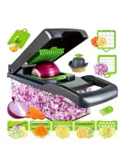 16pcs/1 Set Of Multipurpose Vegetable Chopper, Fruit Slicer, Manual Food Grater,