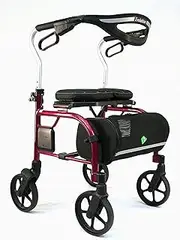 Evolution Trillium Lightweight Medical Walker Rollator with Seat, Large Wheels, Brakes, Backrest, Basket for Seniors Indoor Outdoor use (Tall, Shiraz Red)