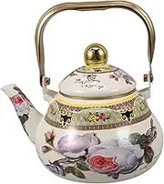 Zerodeko Vintage Enamel Tea Kettle Retro Floral Water Boiling Pot Stove Top Kettle for Elegant Kitchen Decor Lightweight Easy to Clean for Convenient Pouring and Even Heat Distribution
