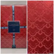 WATERFORD Scalloped Jacquard Gold Thread Tablecloth Holidays 70x104" ~ EMBER RED