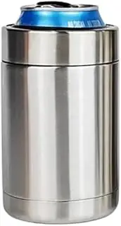 Vacuum Insulated Stainless Steel Can/Stubby Cooler, 12 oz, Fits 330ml-375ml Cans/Bottles, Silver (Silver)