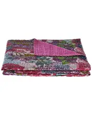 LR Home Floral Garden Kantha Throw Blanket 50" x 70" Multi