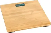 WENKO Bamboo Digital Wooden Scales with LCD Display for a Warm Foot Feeling, Bathroom Scales up to 180 kg, Scales Including Batteries, 30 x 2.7 x 30 cm, Natural