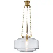 Art Deco Brunswick 3 Chain Pendant Clear Glassware Lights Brass Lighting Retro Period