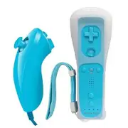 Remote Controller for Wii, Wii Remote and Nunchuck Controllers with Silicon Case and Strap for Wii and Wii U (Light Blue)