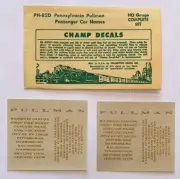 CHAMP HO DECAL-PENNSYLVANIA/PRR CAR NAMES w/PULLMAN LETTERBOARD-DLX GOLD #PH-82D