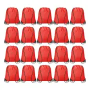 20pcs Drawstring Backpack Polyester Sport Draw String Bag Cinch Sack, Red