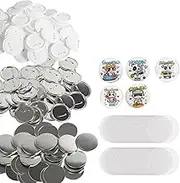 VEVOR 200 Sets 3 inch 75mm Pin Back Button Parts, DIY Round Button Badge Parts, Set Includes Metal Top, Plastic/Metal Button, Clear Film, and Blank Paper for Gifts Presents, Machine NOT Included