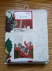 Holiday Time Polyester Rectangle 60" by 84" Holiday Cardinal Tablecloth ~ NEW