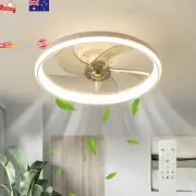Low Profile Ceiling Fan w/ Light & Remote, 6-Speed Reversible LED Dimmable 50cm