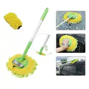 2 in1 Microfiber Car Wash Brush Mop Mitt Kit Long Handle Car Duster Scratch-Free