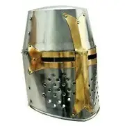 Medieval Knight Armor Templar Crusader Great Helmet with Mason Brass Cross Gift