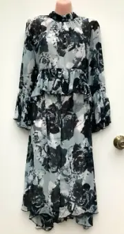 *NWT* SABA "Crystaline Dress" Floaty Midi Length Waist/Sleeve Ruffles 10 Rrp$328