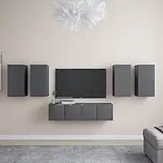 Generic 6 Piece TV Cabinet Set High Gloss Grey Engineered Wood,Furniture,TV mounts & TV Units