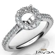 Diamond Engagement Round Semi Mount French Cut Pave Set Ring 14k White Gold 1Ct