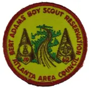 Atlanta Area GA Bert Adams Boy Scout Reservation 1962 Patch RED Bdr (WY276)