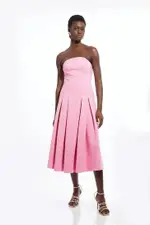 Petite Compact Stretch Tailored Midi Prom Dress