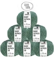 [CAVAYOMA] 100% Baby Alpaca Yarn Chunky in 30+ Colors (Itch-Free) #5 Bulky Baby Alpaca Yarn for Knitting & Crocheting Set of 6 Skeins (300g, 10,5oz) Hand Selected Quality from Peru - Hunter Green