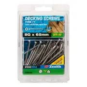 Zenith 8G x 65mm Stainless Steel Type 17 Decking Screws - 50 Pack Screws