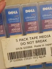 5 Pack Data Cartridge Dell LTO Ultrium 2 200gb Native 400gb Compressed Sealed