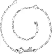 [COLLBATH] Silver Ankle Bracelet with Key-shaped Decoration Anklet for Women Chic Foot Chain Jewelry for Daily Wear and Special Occasions Allergy Design