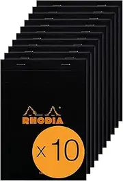 RHODIA 166009C - Stapled Notepad N°16 Black - A5 - Lined - 80 Detachable Sheets - White Clairefontaine Paper 80 g/m² - Coated Card Cover - Pack of 10 pads