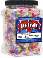Gourmet Tutti Frutti Taffy Chews by It's Delish –18 Oz Jumbo Reusable...