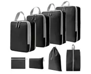 ECOMM 8pcs Compression Packing Cubes for Suitcases Travel Essentials 8 Set Expandable Travel Bags Organizer for Luggage